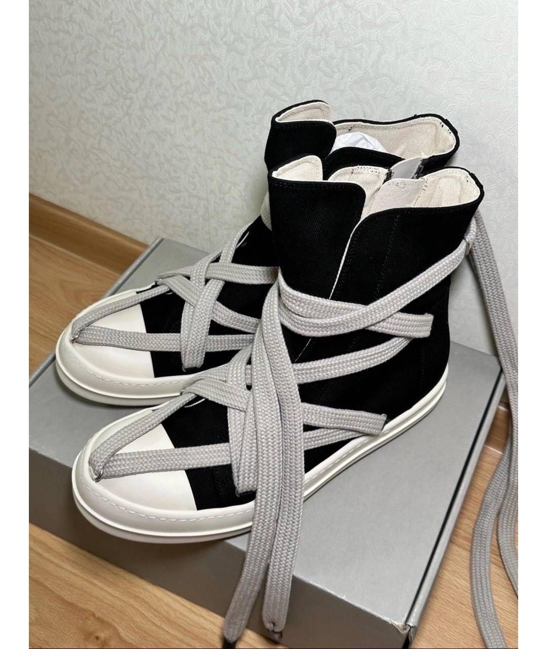 RICK OWENS DRKSHDW Черные кожаные высокие кроссовки / кеды, фото 4