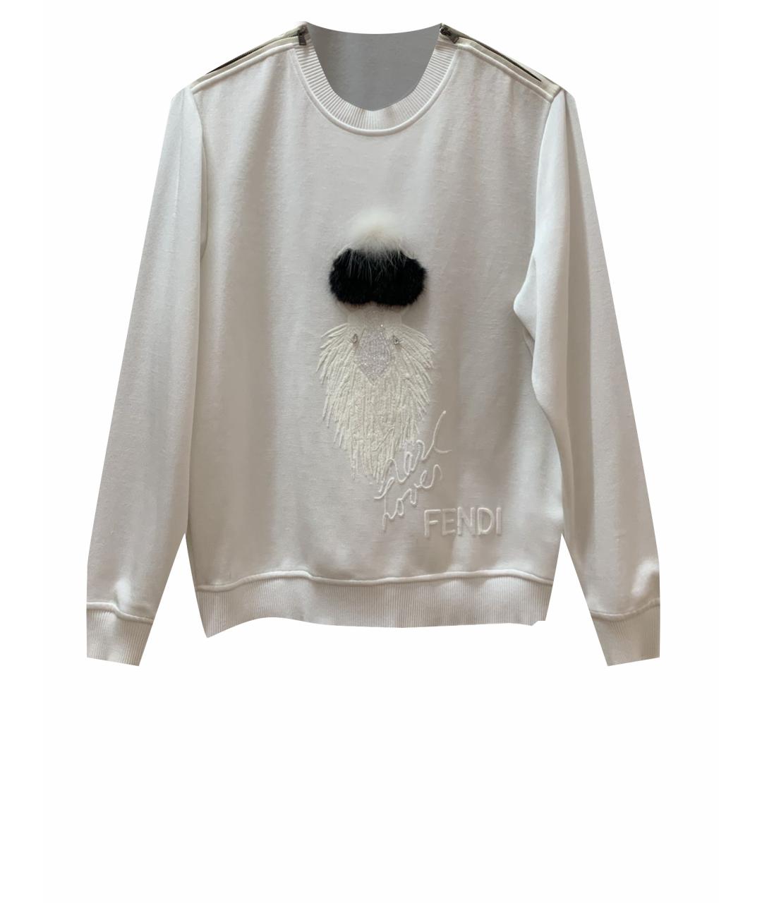 FENDI Белый вискозный джемпер / свитер, фото 1