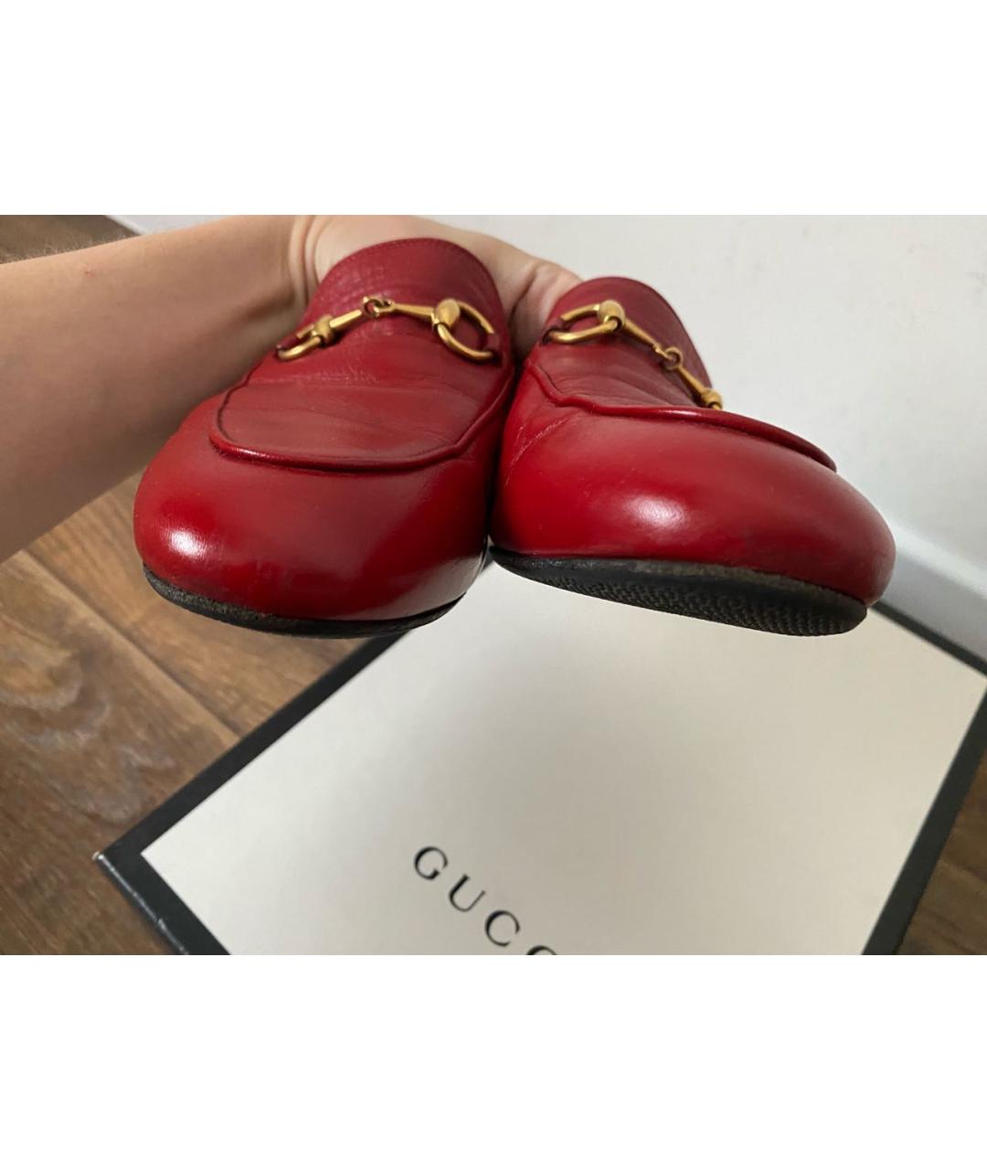 GUCCI Бордовые кожаные мюли, фото 5