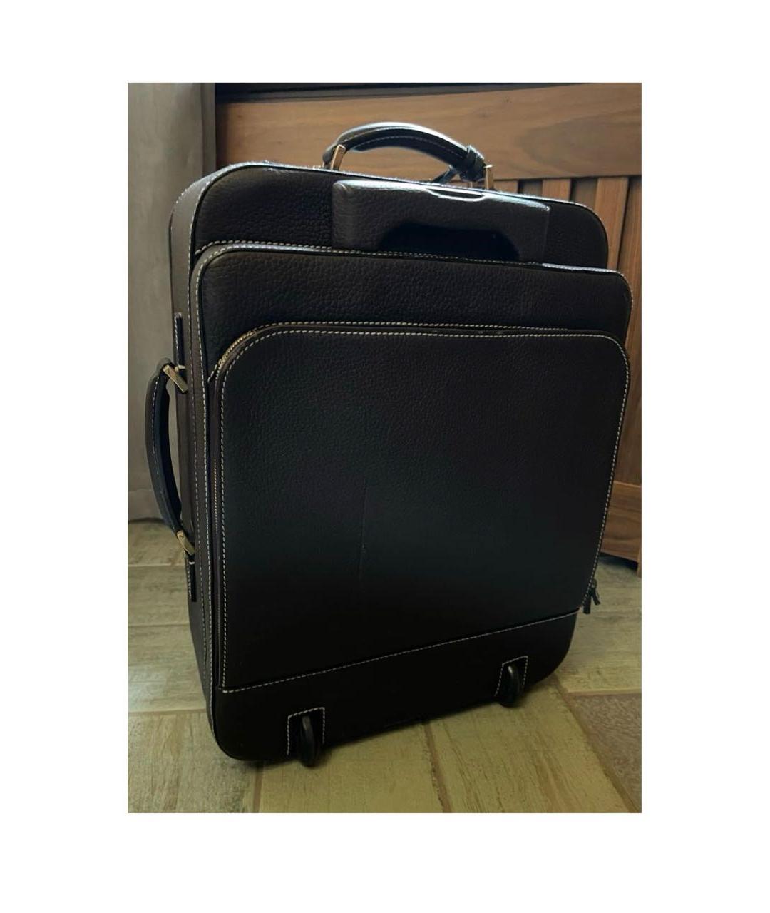 LORO PIANA Коричневый кожаный чемодан, фото 2