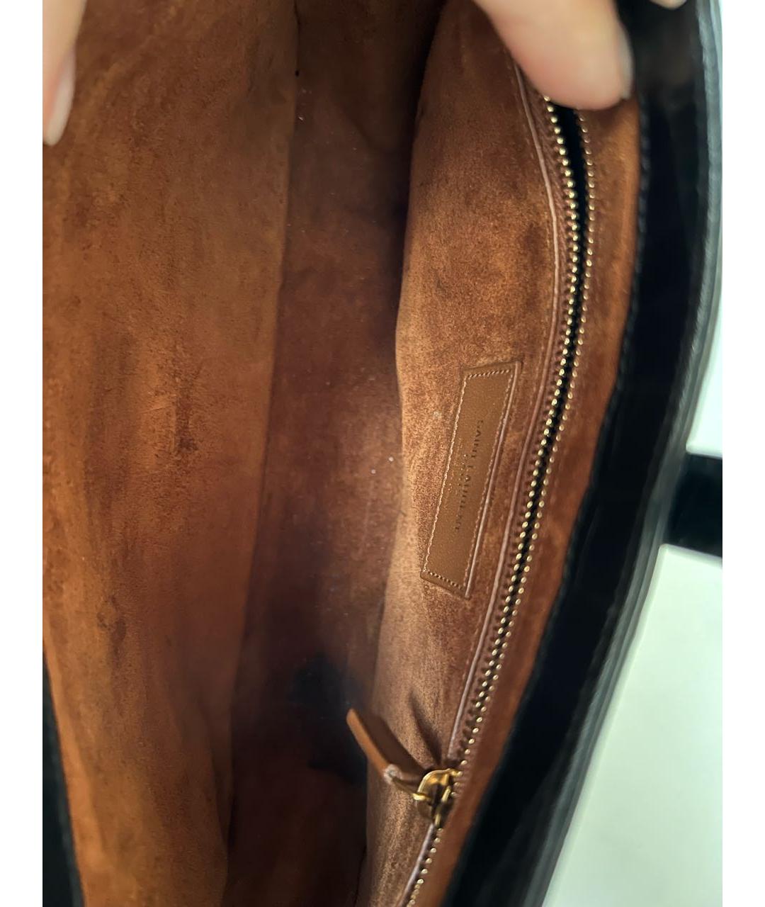 SAINT LAURENT Черная кожаная сумка с короткими ручками, фото 6