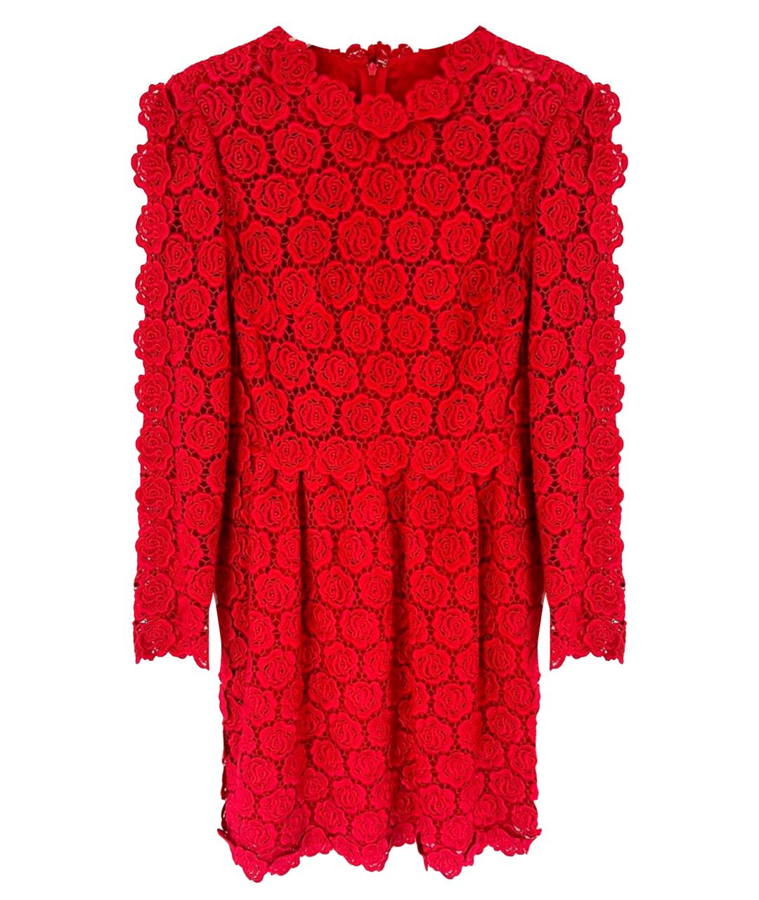 VALENTINO Красное кружевное повседневное платье, фото 1