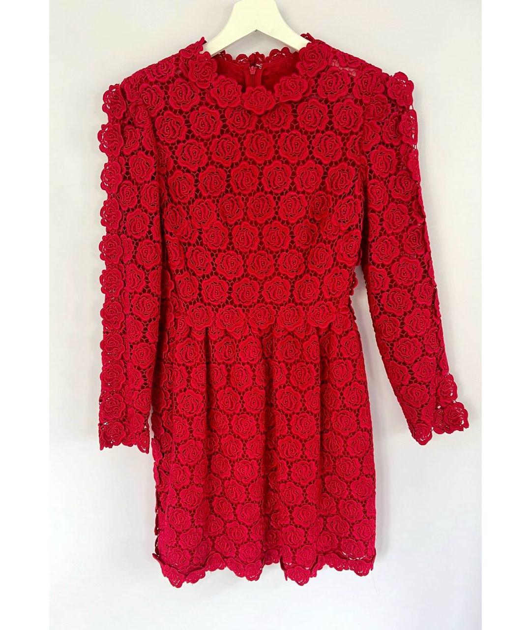 VALENTINO Красное кружевное повседневное платье, фото 9