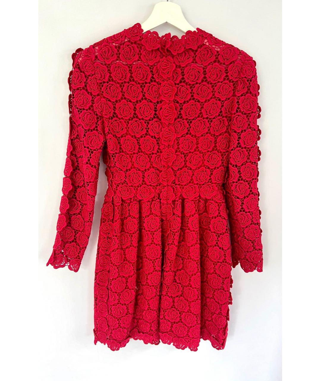 VALENTINO Красное кружевное повседневное платье, фото 2