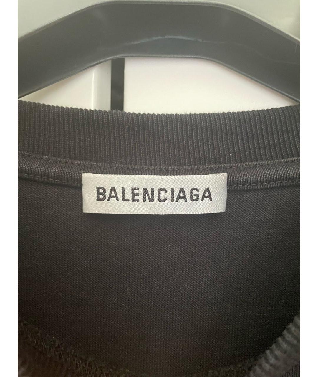 BALENCIAGA Черная хлопковая футболка, фото 2