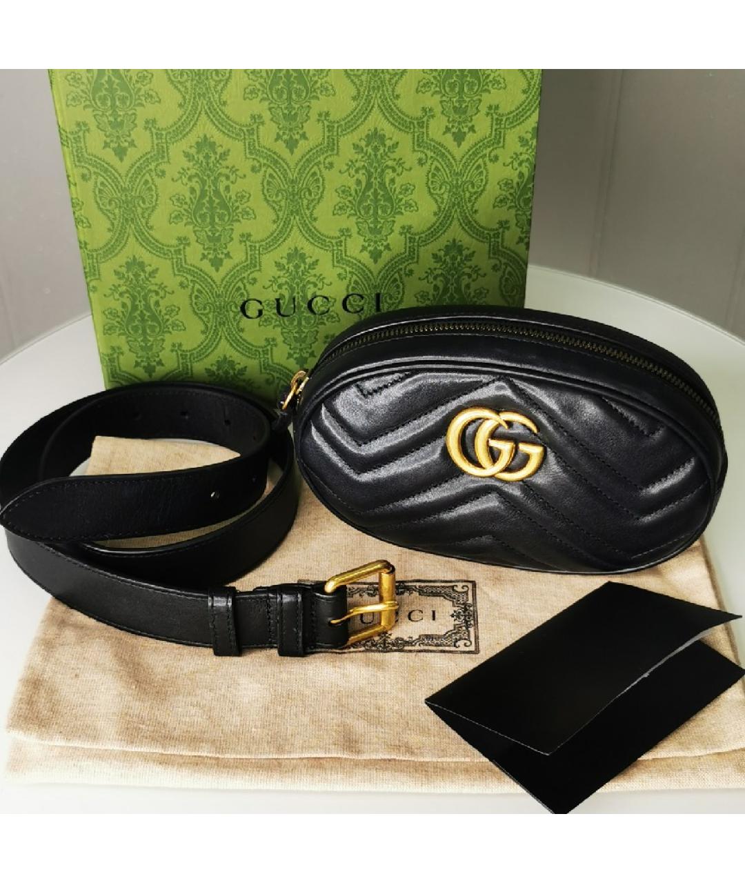 GUCCI Черная кожаная поясная сумка, фото 6