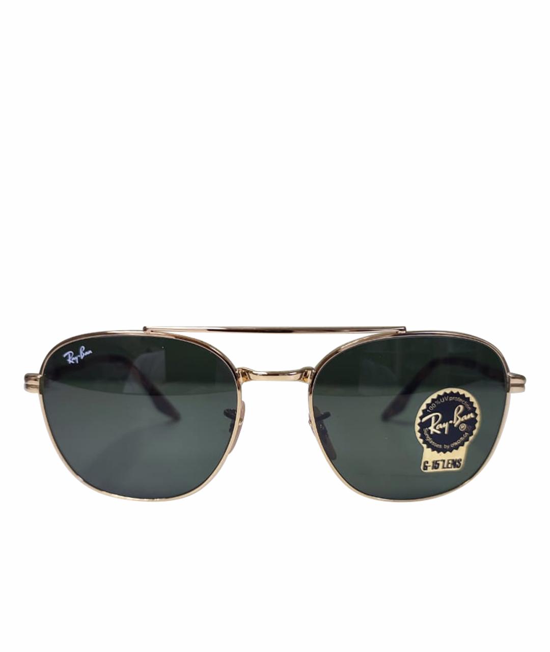 RAY BAN Золотые металлические солнцезащитные очки, фото 1