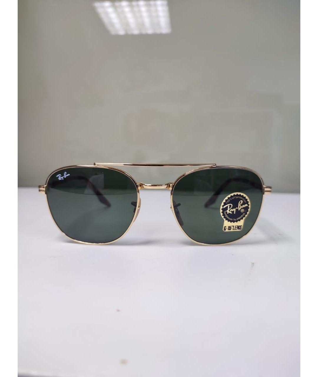 RAY BAN Золотые металлические солнцезащитные очки, фото 10