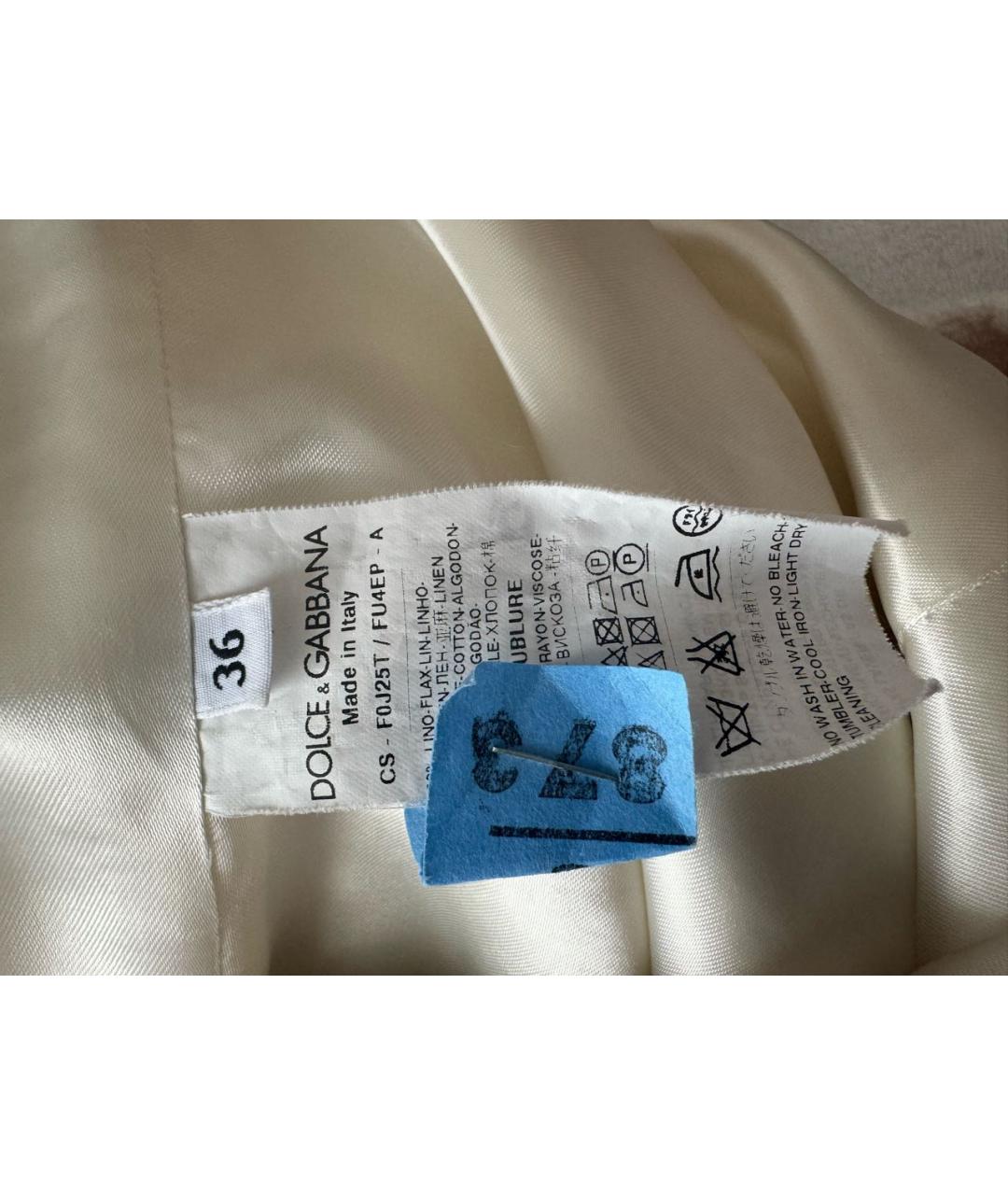 DOLCE&GABBANA Белое льняное пальто, фото 5