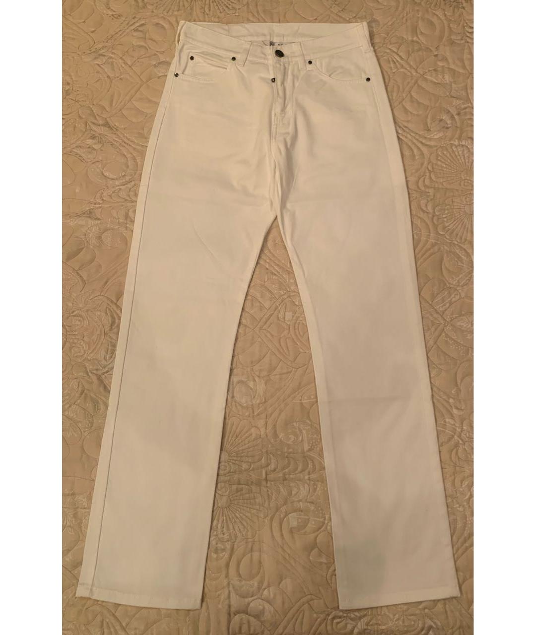 MAX MARA Белые хлопко-эластановые прямые джинсы, фото 6