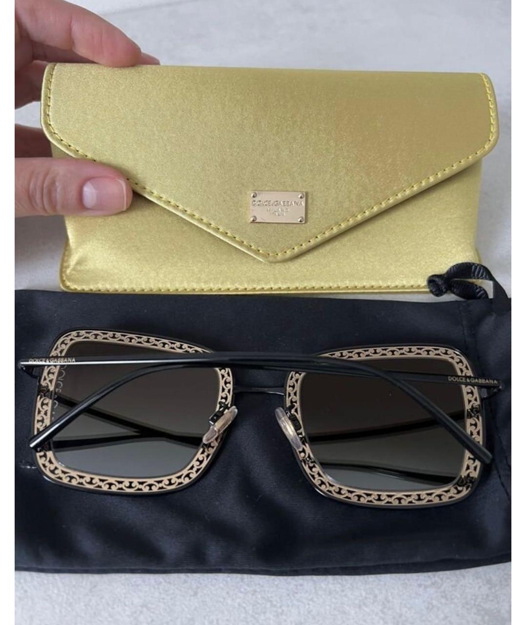 DOLCE&GABBANA Золотые металлические солнцезащитные очки, фото 2