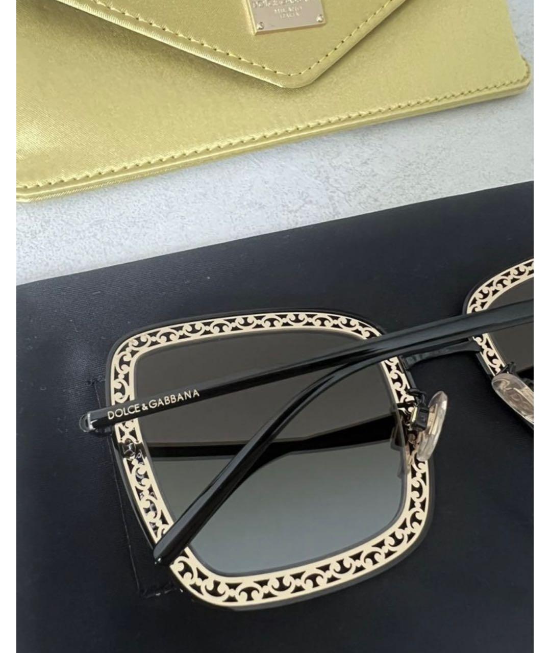 DOLCE&GABBANA Золотые металлические солнцезащитные очки, фото 4