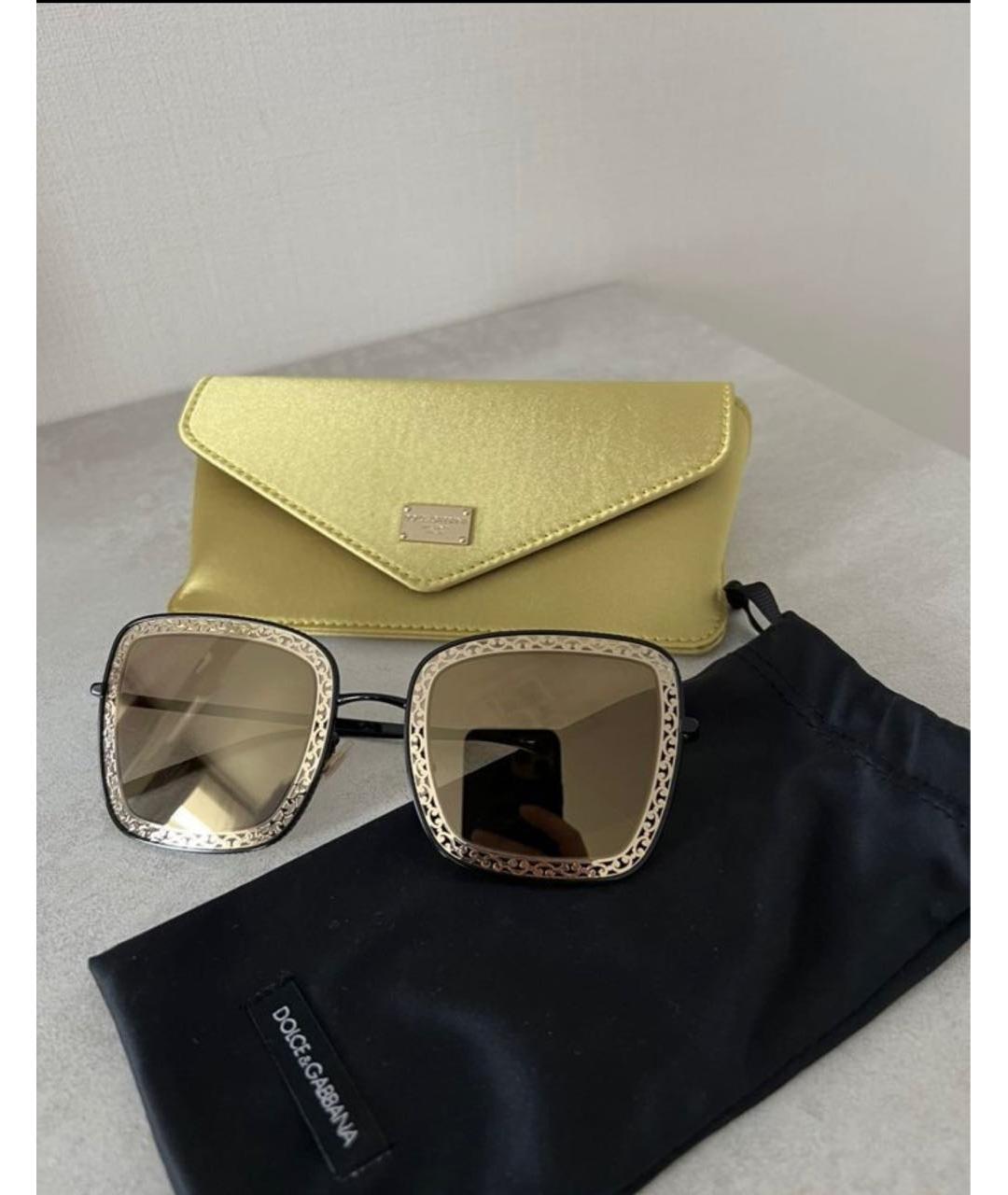 DOLCE&GABBANA Золотые металлические солнцезащитные очки, фото 5