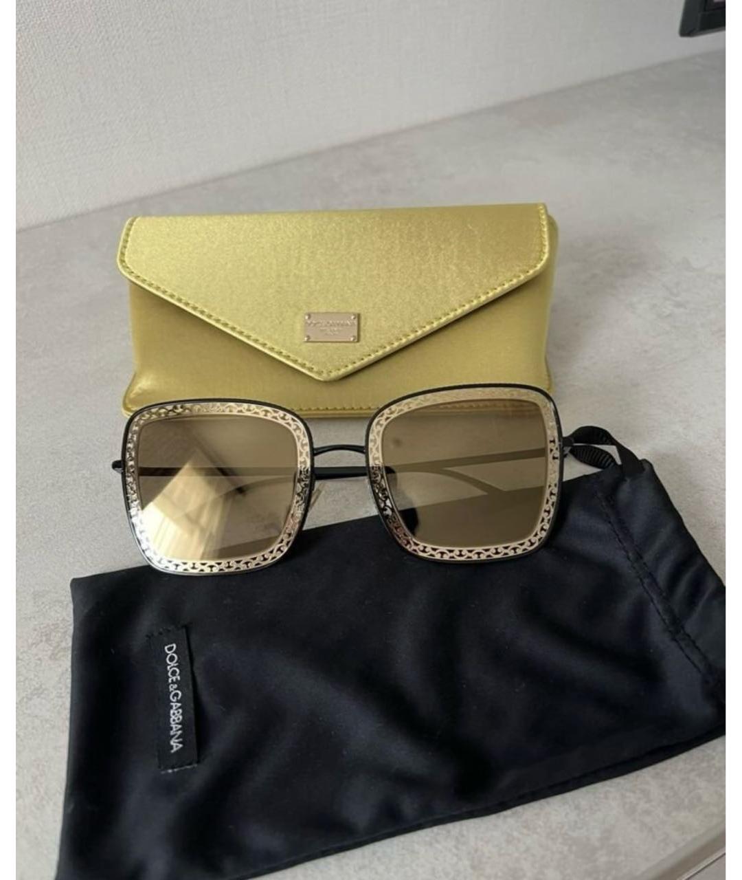 DOLCE&GABBANA Золотые металлические солнцезащитные очки, фото 6