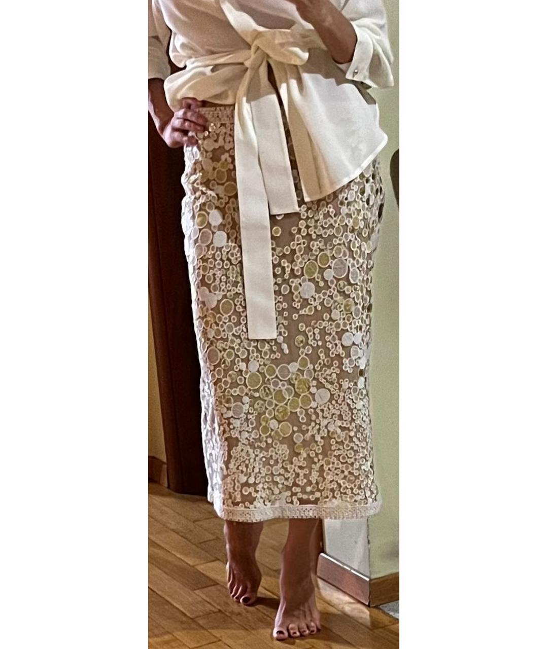 ELIE SAAB Коричневая шелковая юбка миди, фото 3