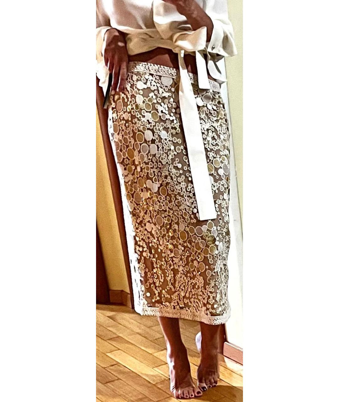 ELIE SAAB Коричневая шелковая юбка миди, фото 4