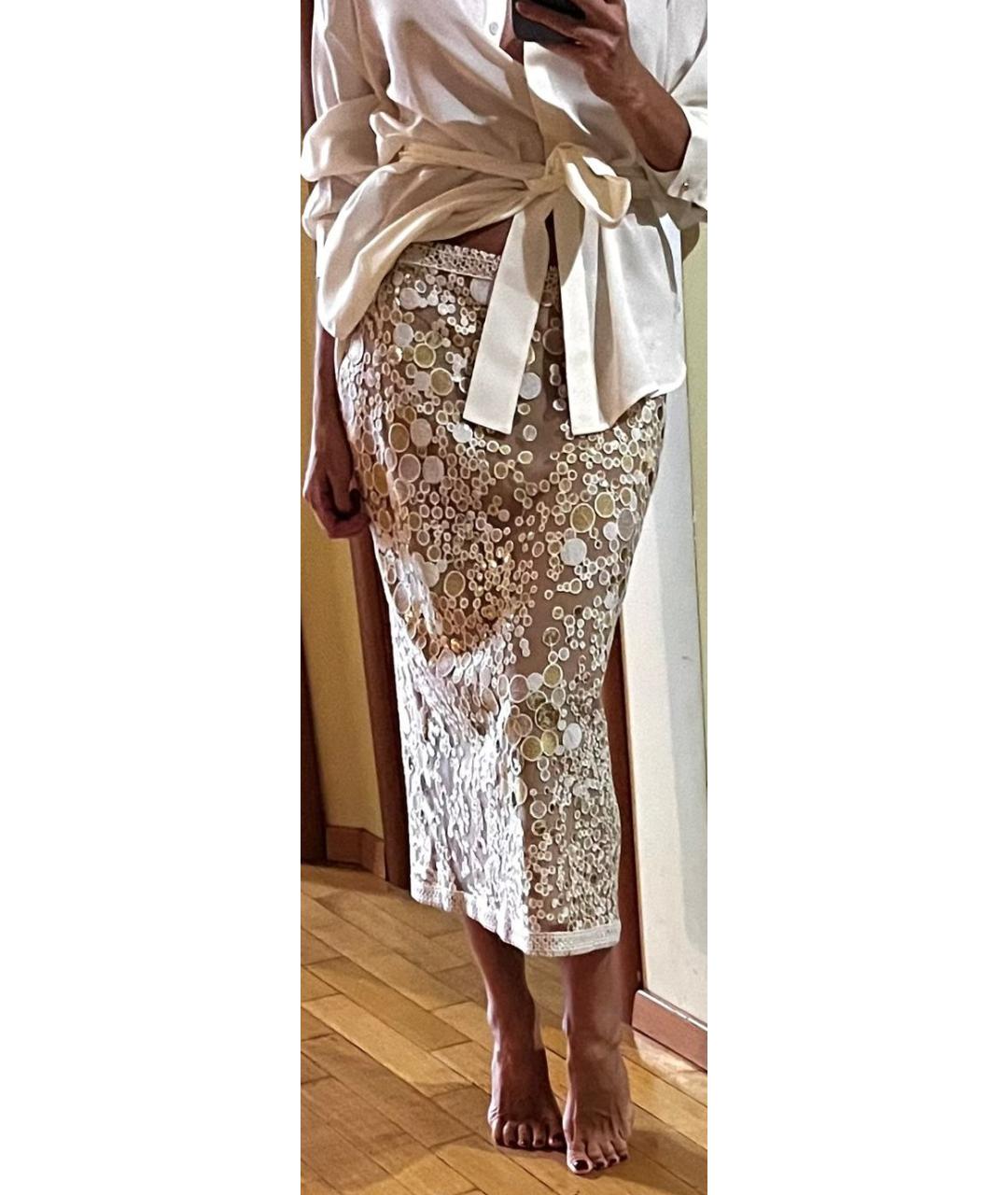ELIE SAAB Коричневая шелковая юбка миди, фото 2