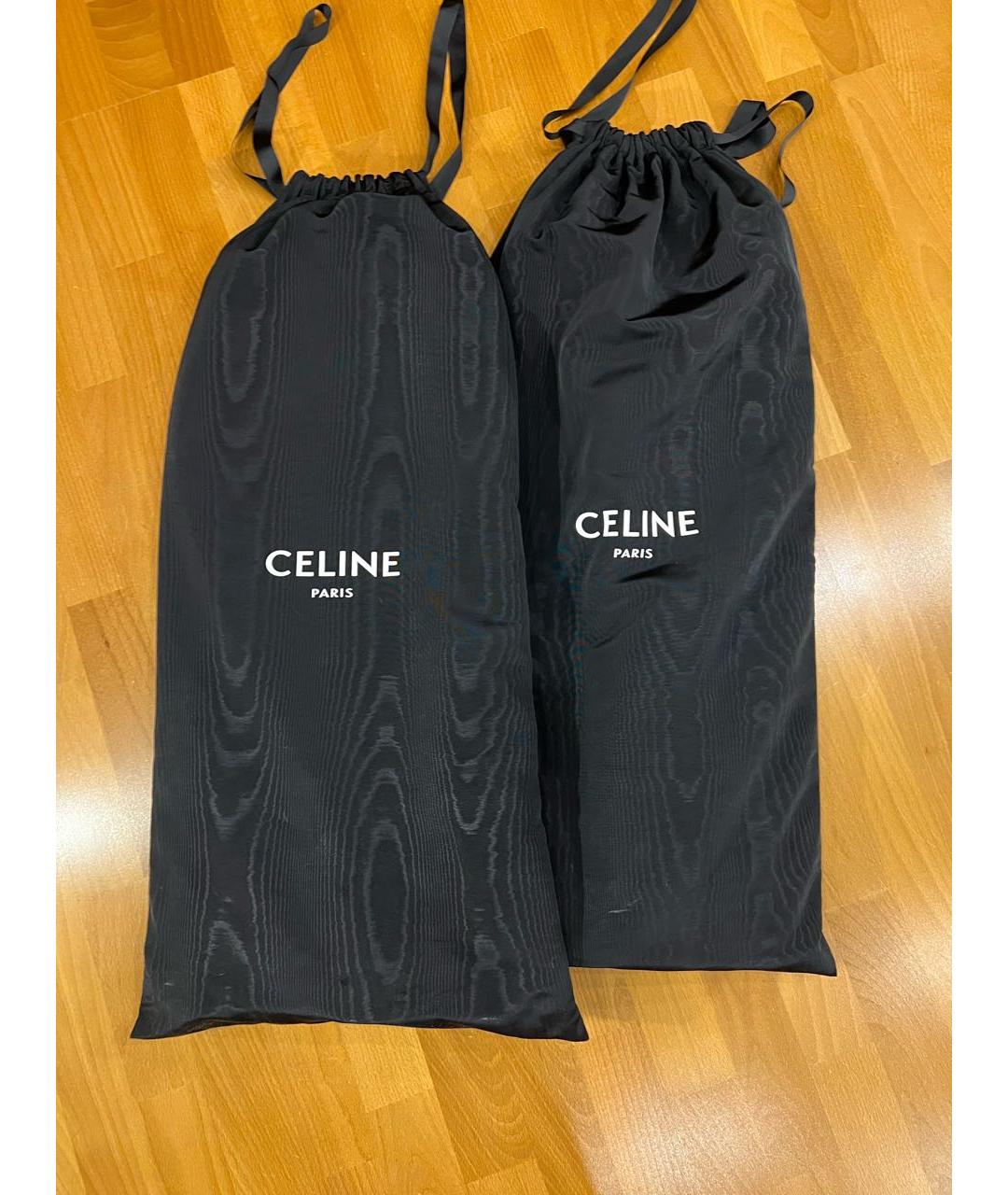 CELINE Черные кожаные ботфорты, фото 6