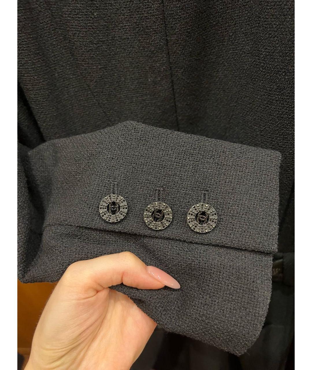 CHANEL Черное шерстяное повседневное платье, фото 4