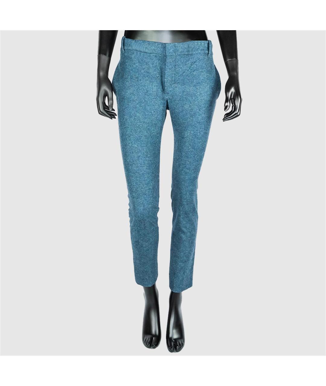 GUCCI Синие шерстяные прямые брюки, фото 4