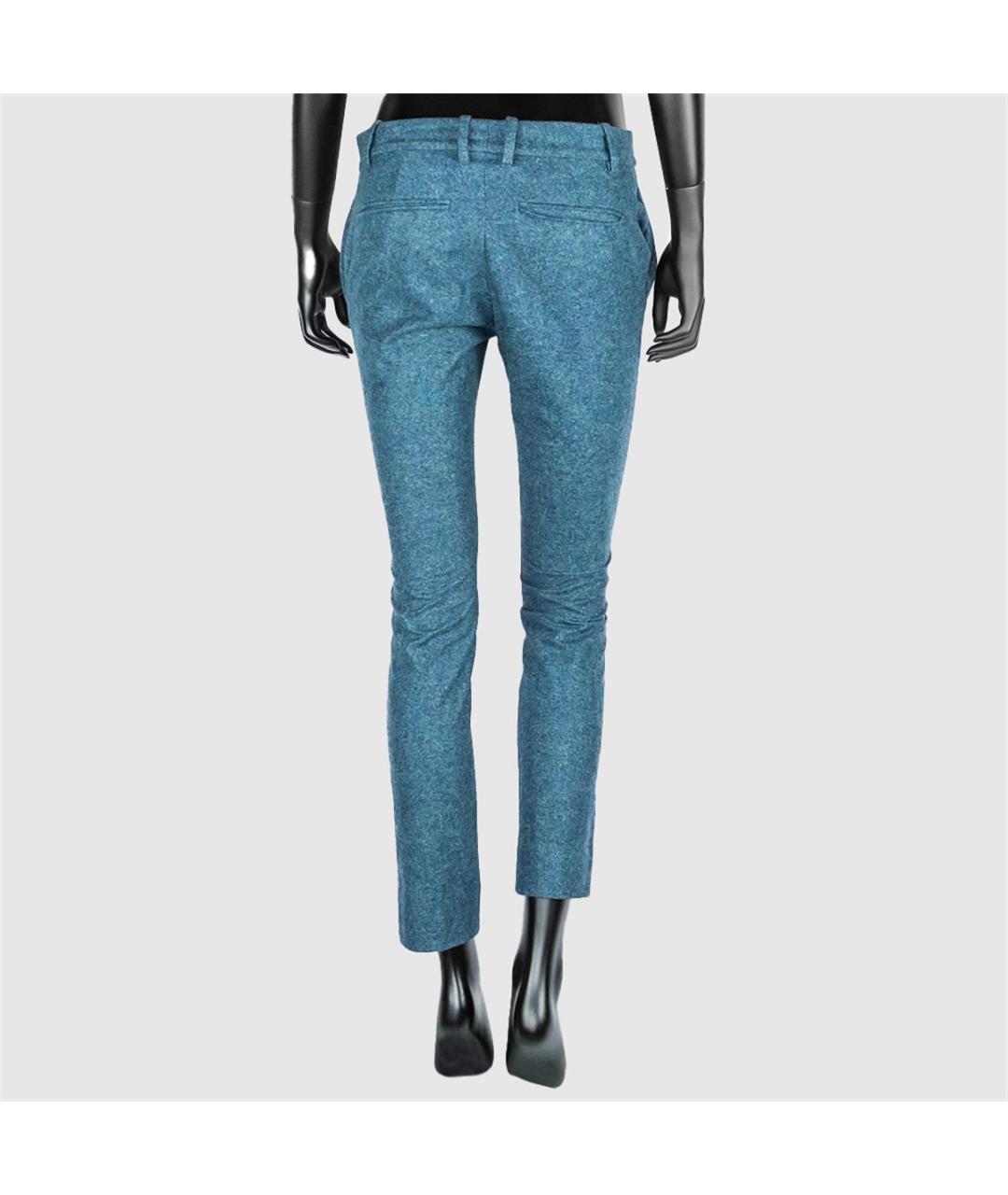 GUCCI Синие шерстяные прямые брюки, фото 3