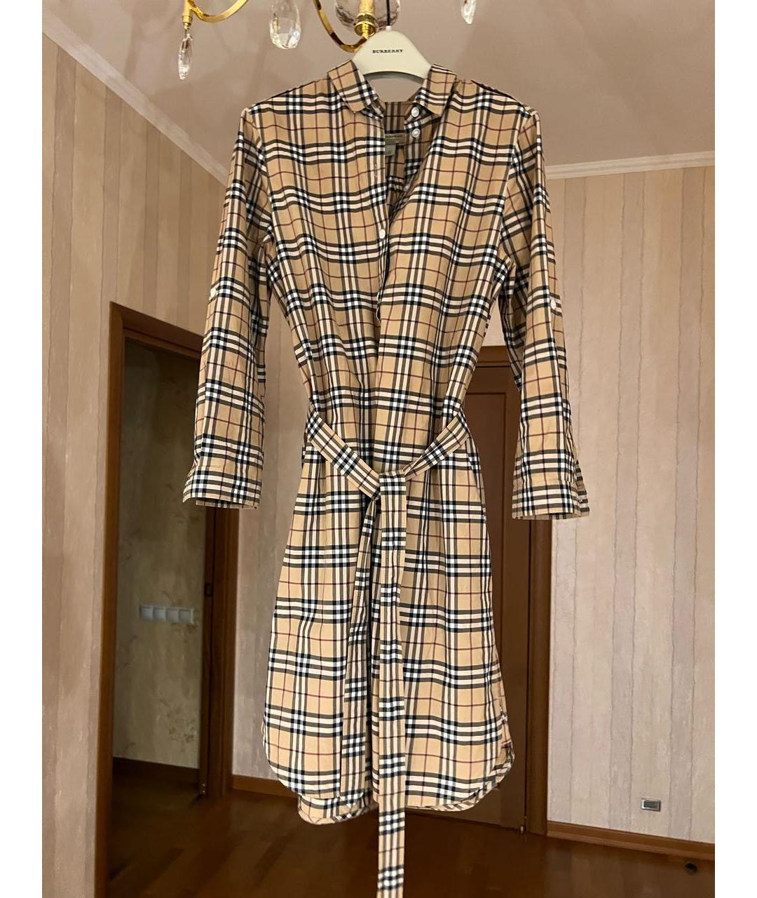 BURBERRY Бежевое хлопковое повседневное платье, фото 6