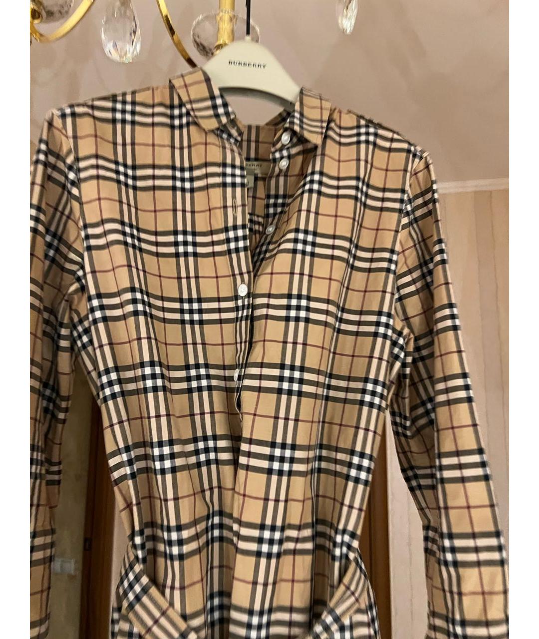 BURBERRY Бежевое хлопковое повседневное платье, фото 4