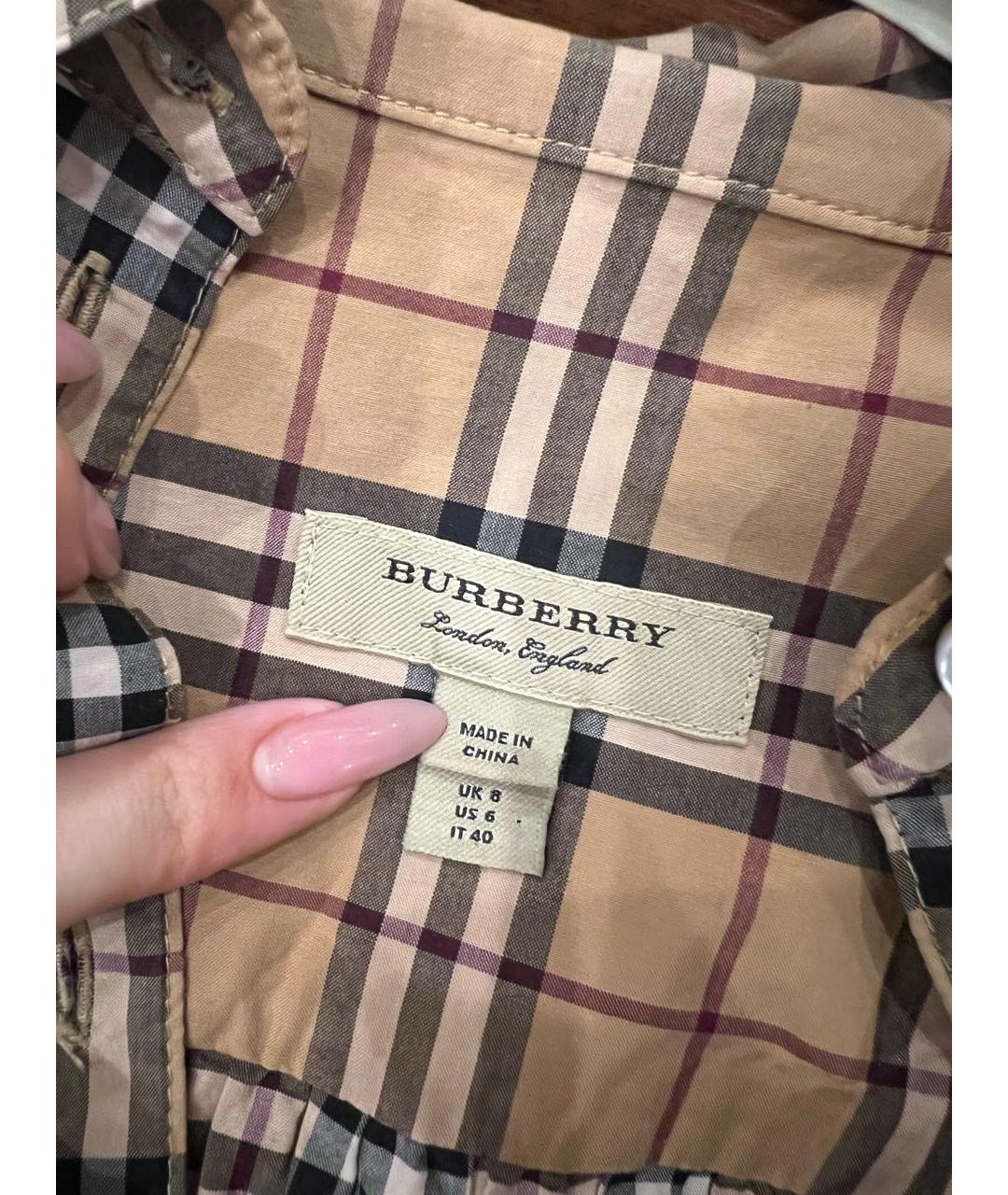 BURBERRY Бежевое хлопковое повседневное платье, фото 3