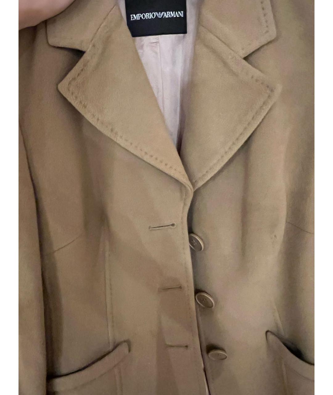 EMPORIO ARMANI Бежевое шерстяное пальто, фото 4
