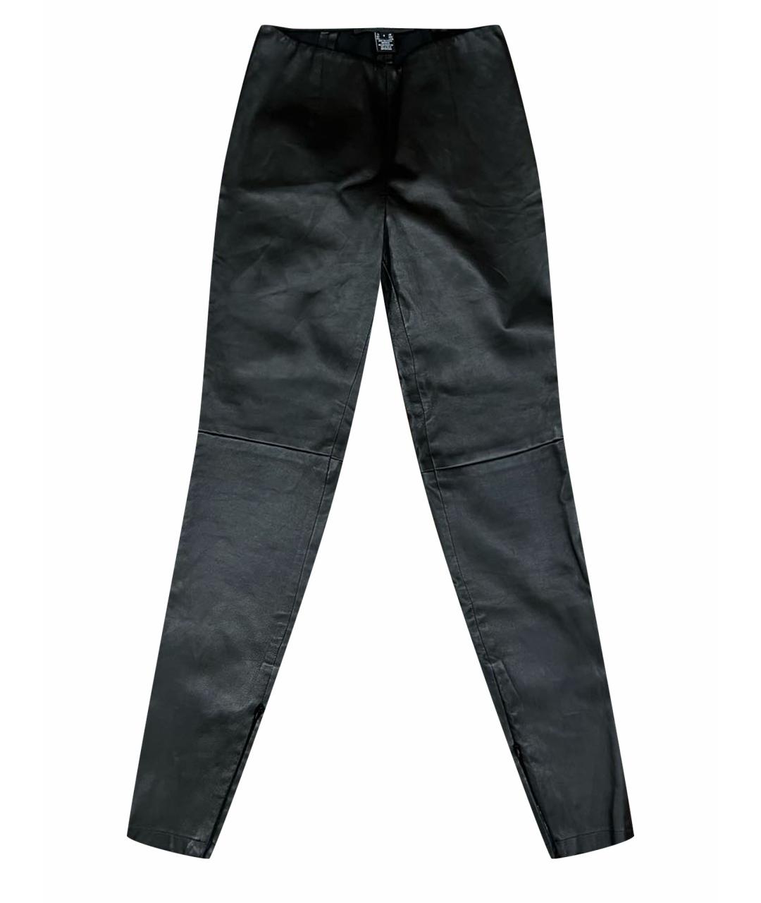 RALPH LAUREN Черные кожаные брюки узкие, фото 1
