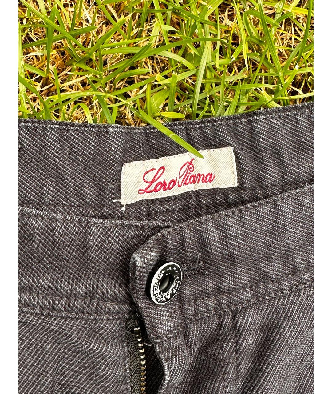 LORO PIANA Черные хлопко-полиэстеровые джинсы, фото 4