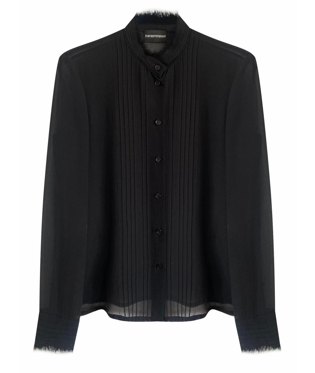 EMPORIO ARMANI Черная шелковая блузы, фото 1
