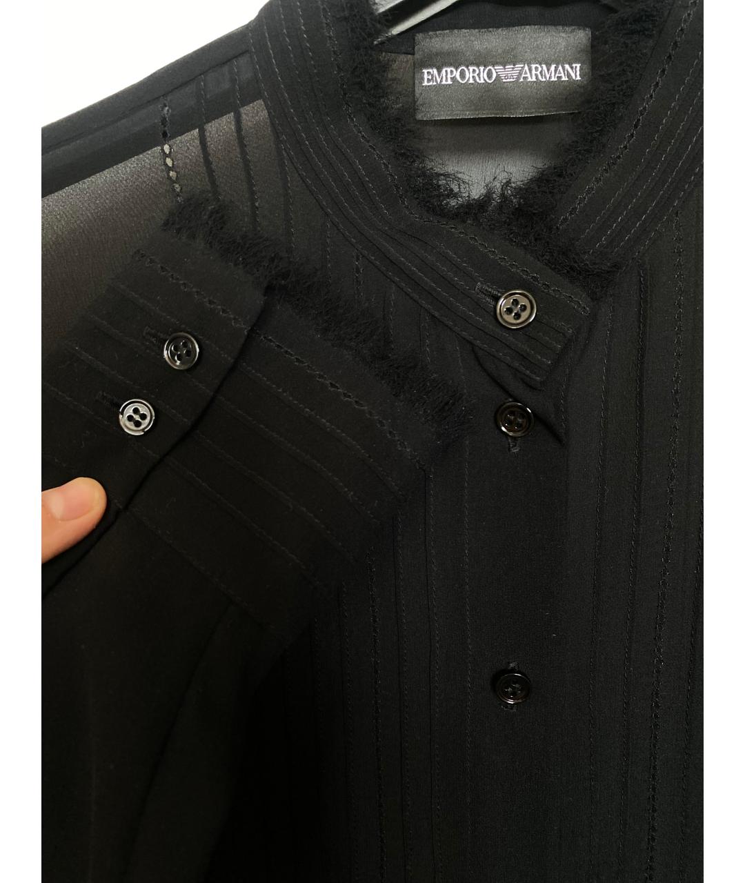 EMPORIO ARMANI Черная шелковая блузы, фото 4