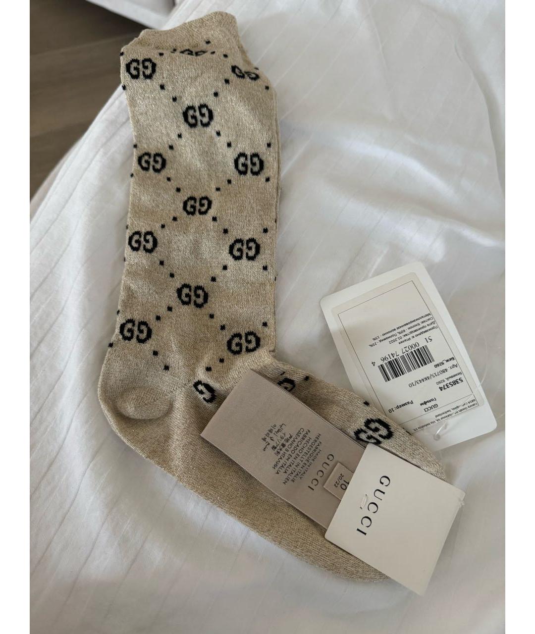 GUCCI Бежевые носки, чулки и колготы, фото 2