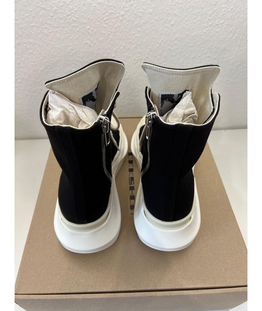 RICK OWENS DRKSHDW Черные текстильные высокие кроссовки / кеды, фото 4