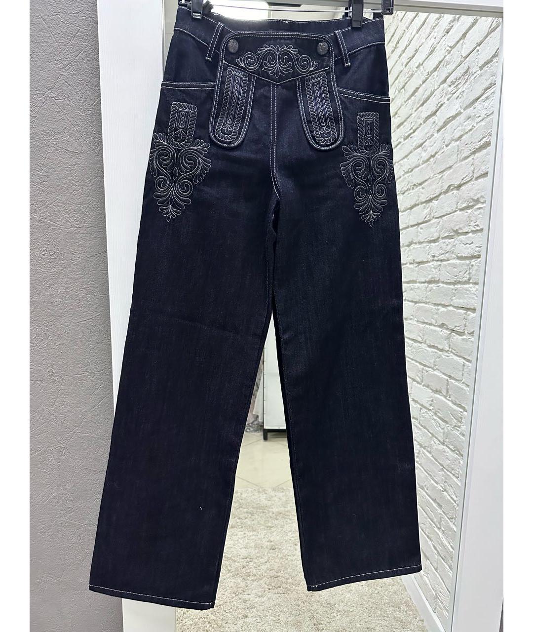 CHANEL Темно-синие хлопковые джинсы клеш, фото 9