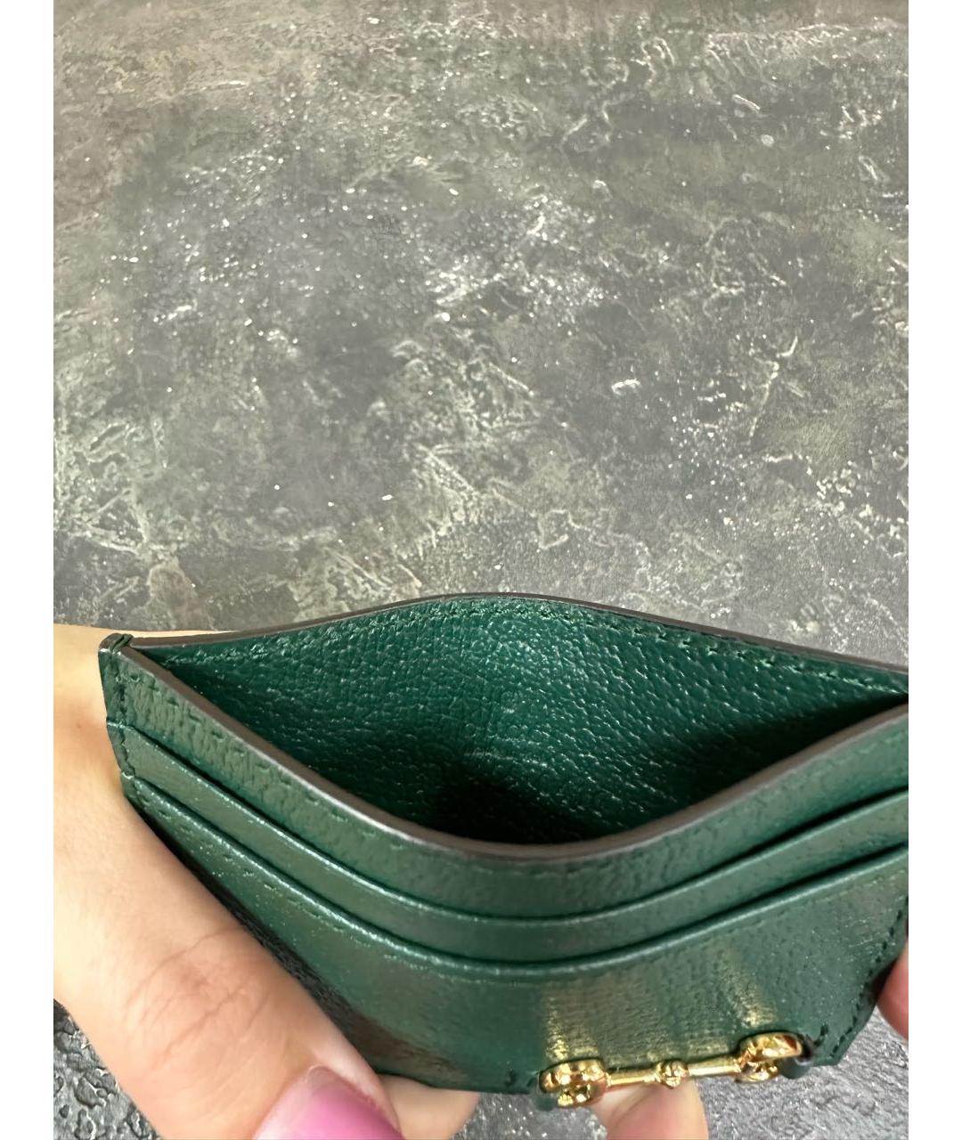 GUCCI Зеленый кожаный кардхолдер, фото 4