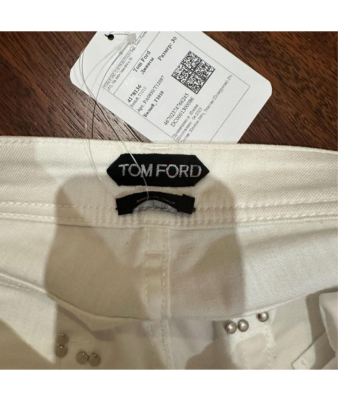 TOM FORD Белые хлопко-эластановые джинсы клеш, фото 3