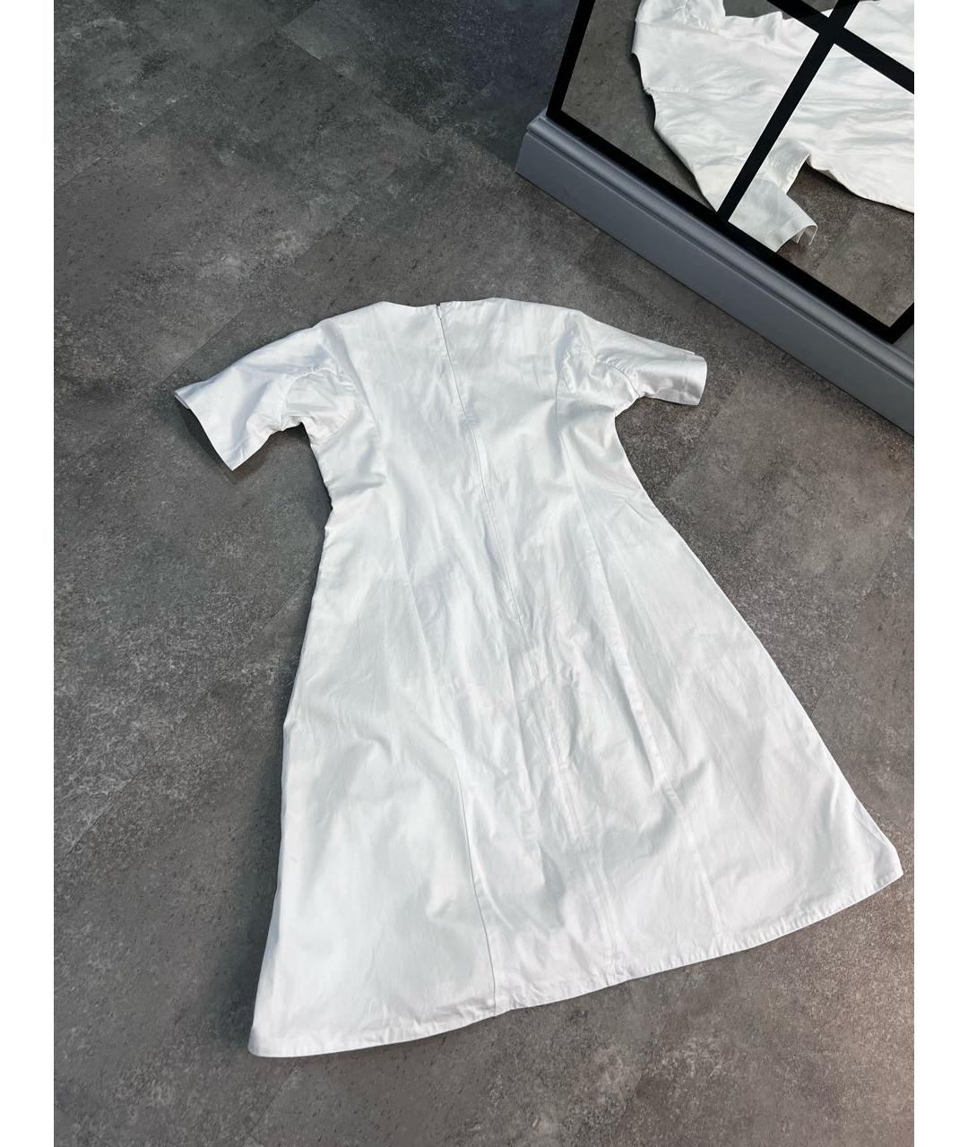 JIL SANDER Белое хлопковое повседневное платье, фото 2