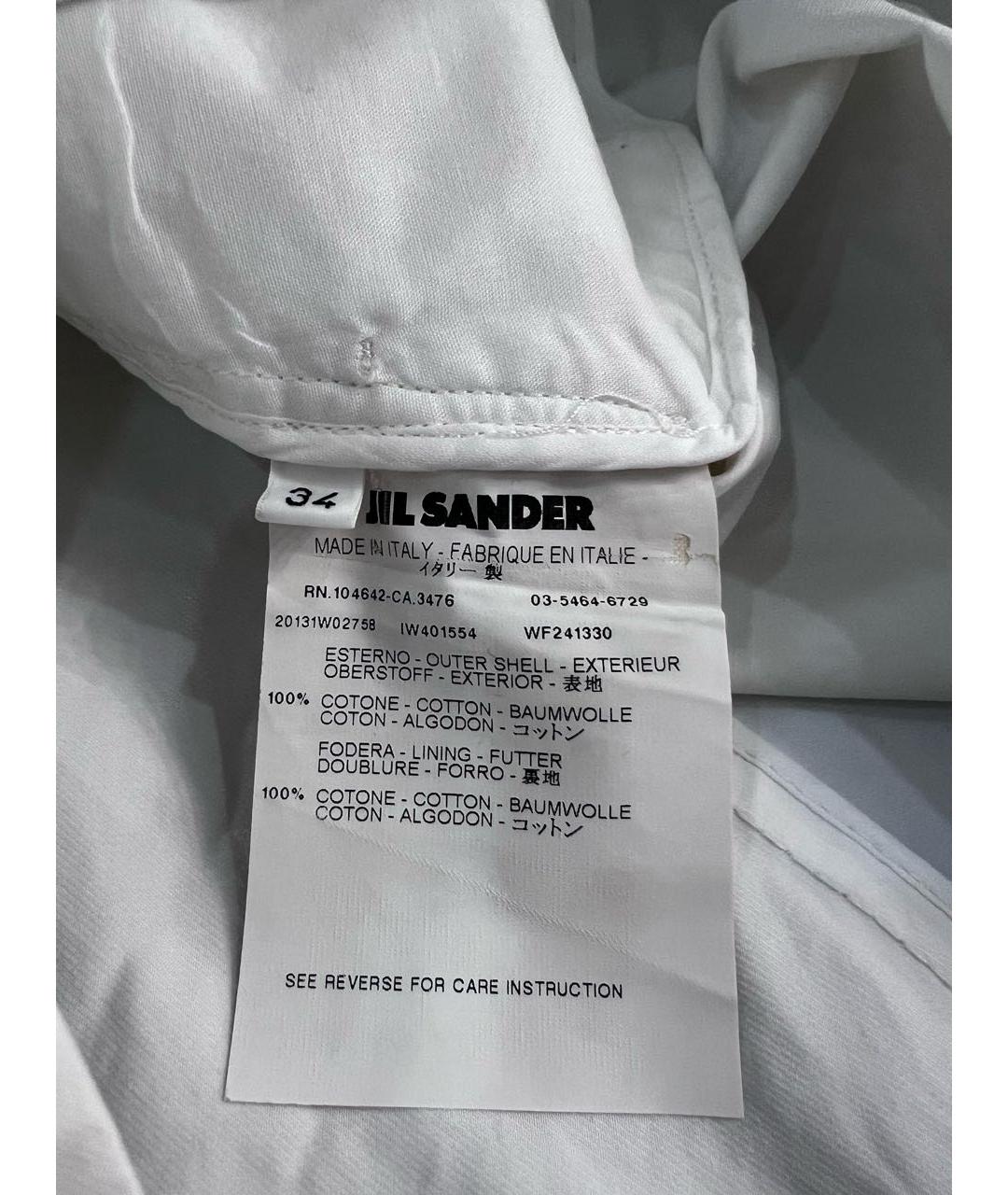 JIL SANDER Белое хлопковое повседневное платье, фото 6