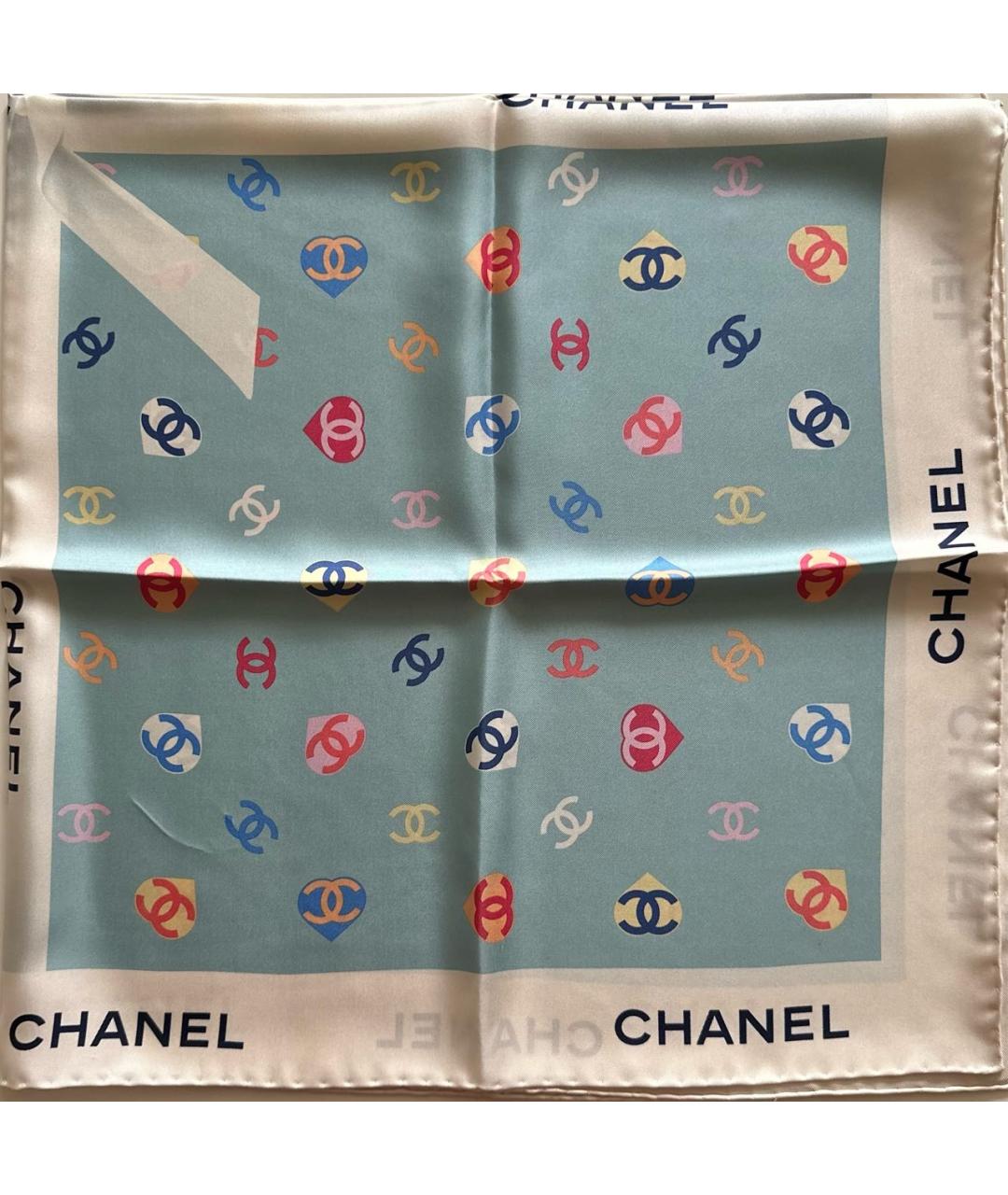 CHANEL Голубой шелковый платок, фото 5