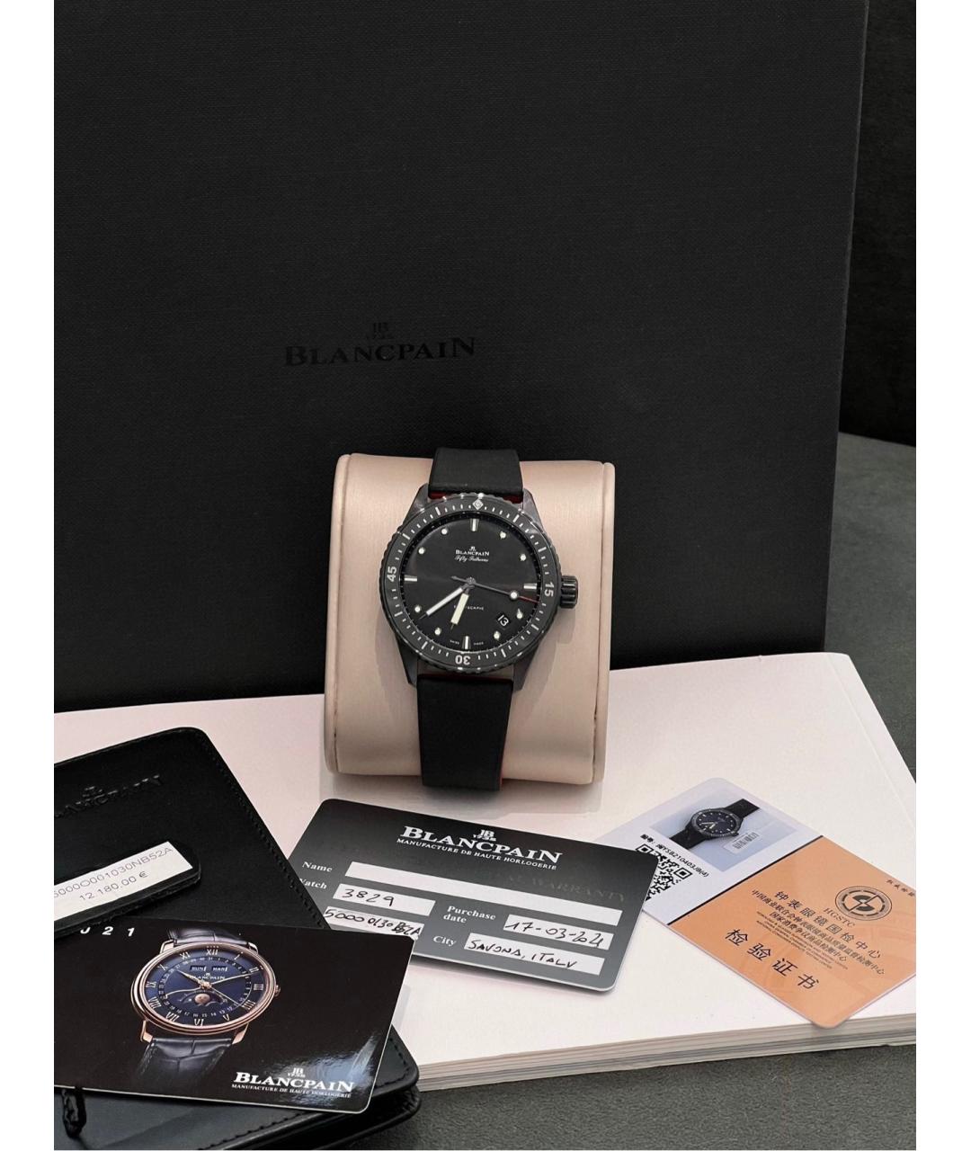 Blancpain Черные керамические часы, фото 8