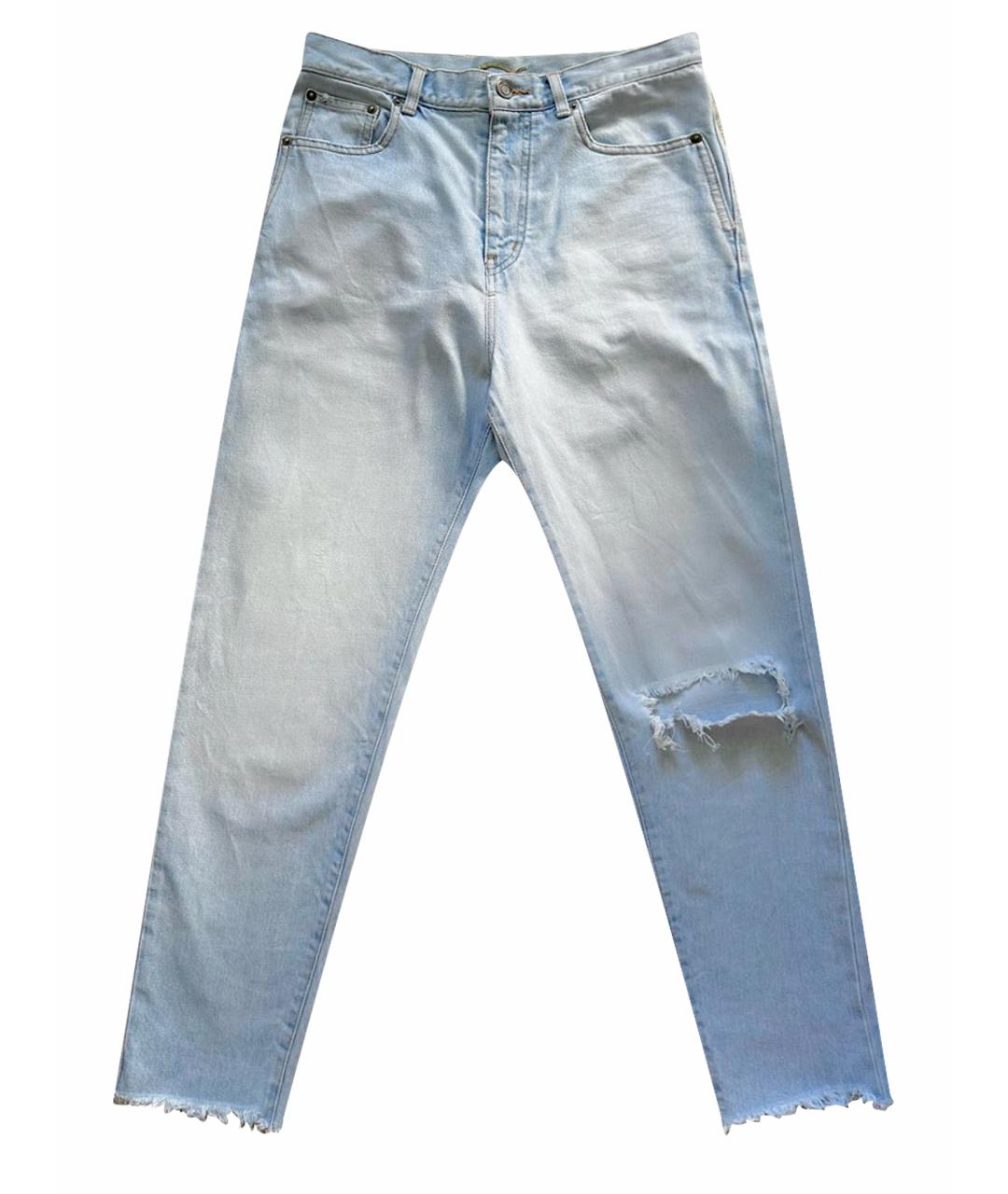 SAINT LAURENT Голубые хлопковые прямые джинсы, фото 1