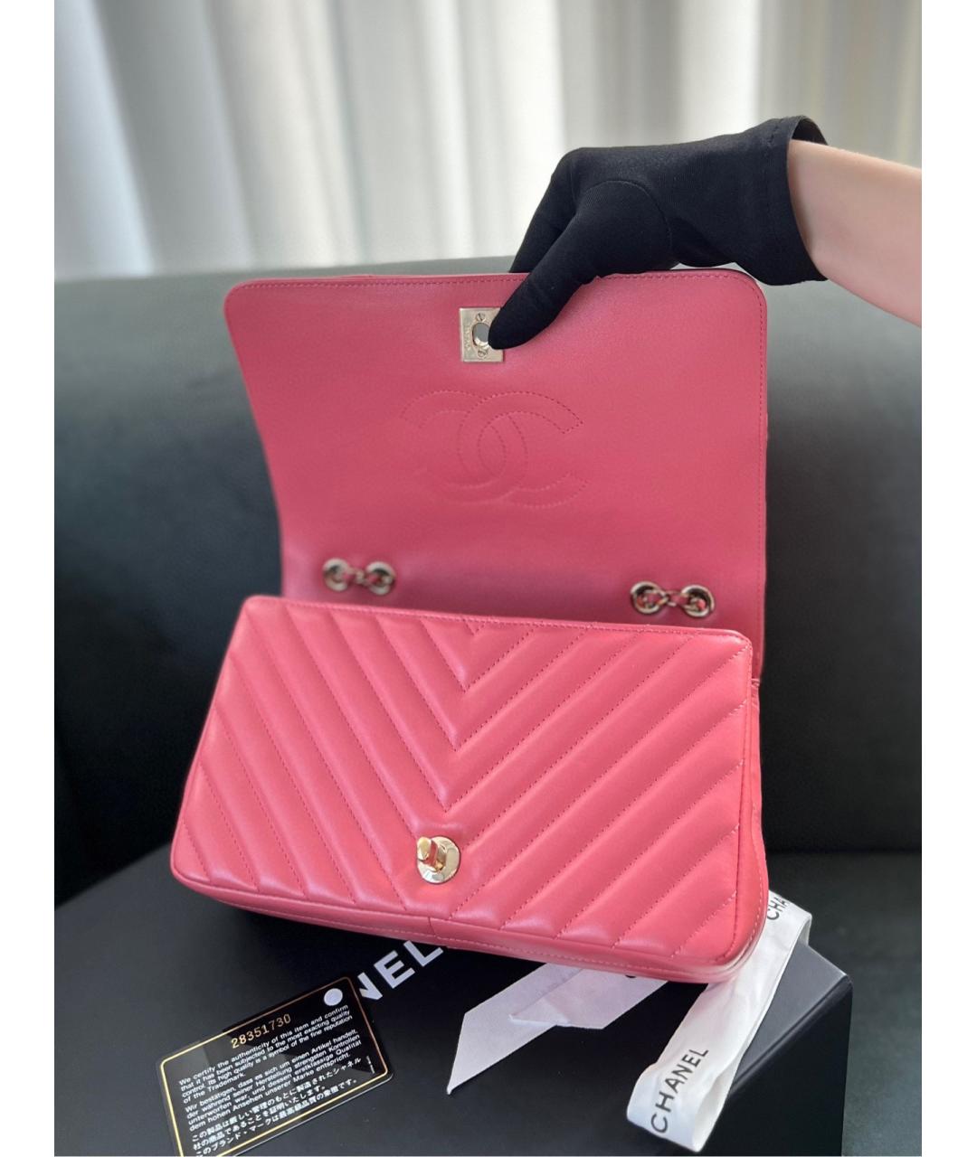 CHANEL Розовая кожаная сумка через плечо, фото 6