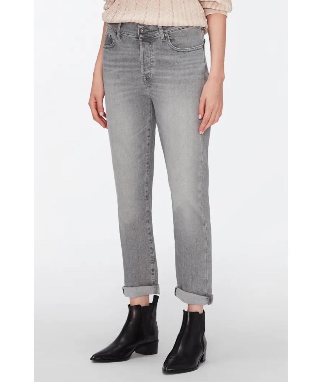 7 FOR ALL MANKIND Серые хлопко-лиоцелловые джинсы слим, фото 2