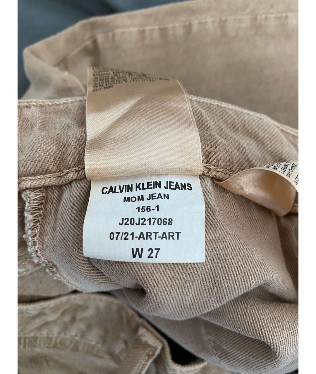 CALVIN KLEIN JEANS Коричневые хлопковые прямые джинсы, фото 5