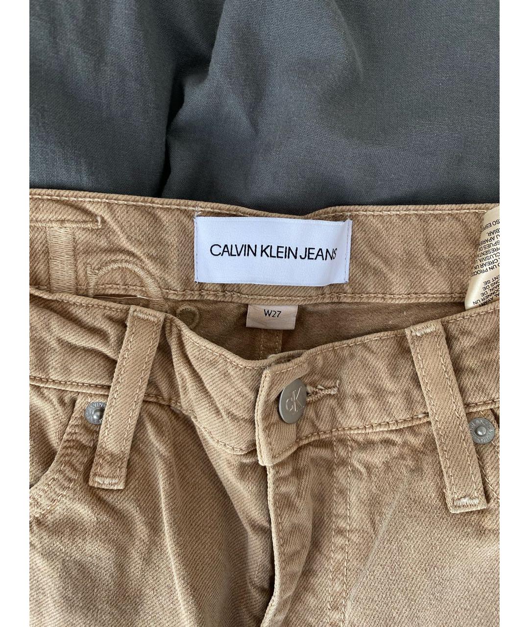CALVIN KLEIN JEANS Коричневые хлопковые прямые джинсы, фото 4