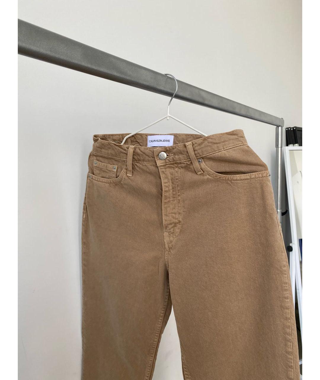 CALVIN KLEIN JEANS Коричневые хлопковые прямые джинсы, фото 2
