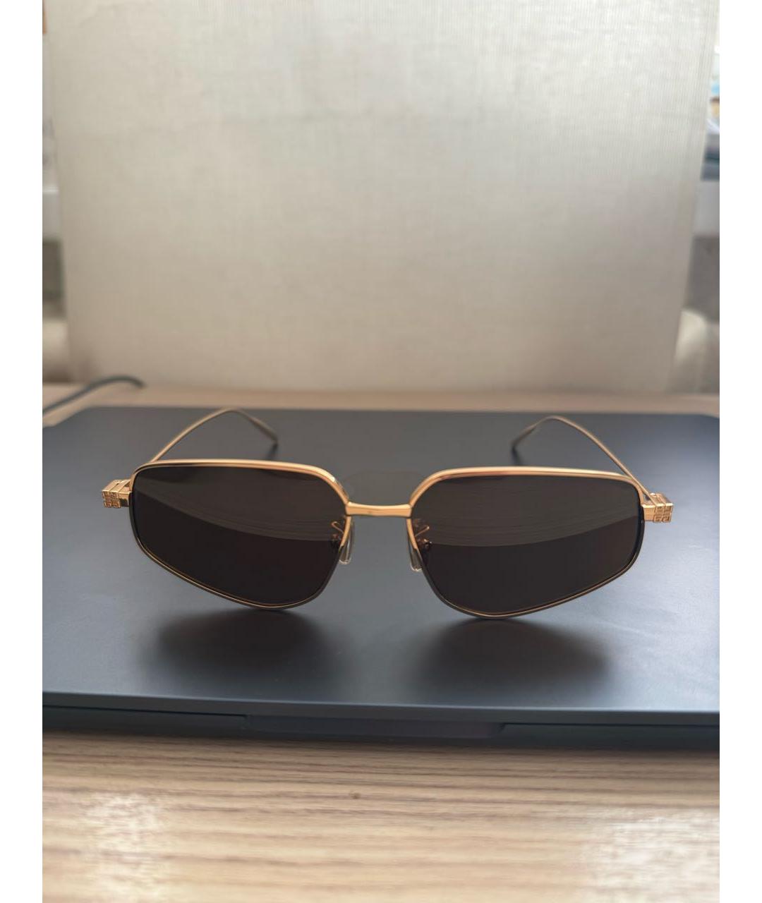 GIVENCHY Золотые металлические солнцезащитные очки, фото 8