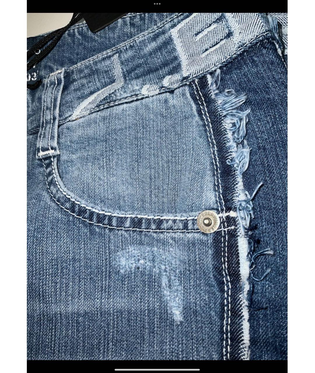 ERMANNO SCERVINO Голубые хлопко-эластановые прямые джинсы, фото 5